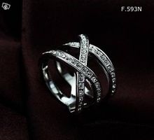 Ring mit Zirkonia Steinen silberfarben Größe 53, 56, 58 neu