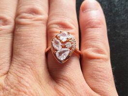 Ring mit Zirkonia, vergoldet 585, 3.6g, size 8 (57)