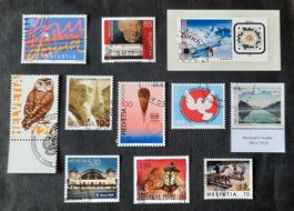 Ob-7 Timbres Helvetia oblitérés 1er jour. Années 1994 à 2018