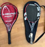 HEAD and Babolat tennis rackets with covers