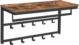 Wandgarderobe Garderobenregal Ablage Stange und 10 Haken