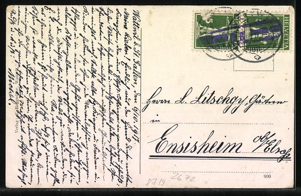 Ansichtskarten: AK Wattwil, Ansicht vom Postgebäude – Gebraucht aus Berlin von bartko-reher 1