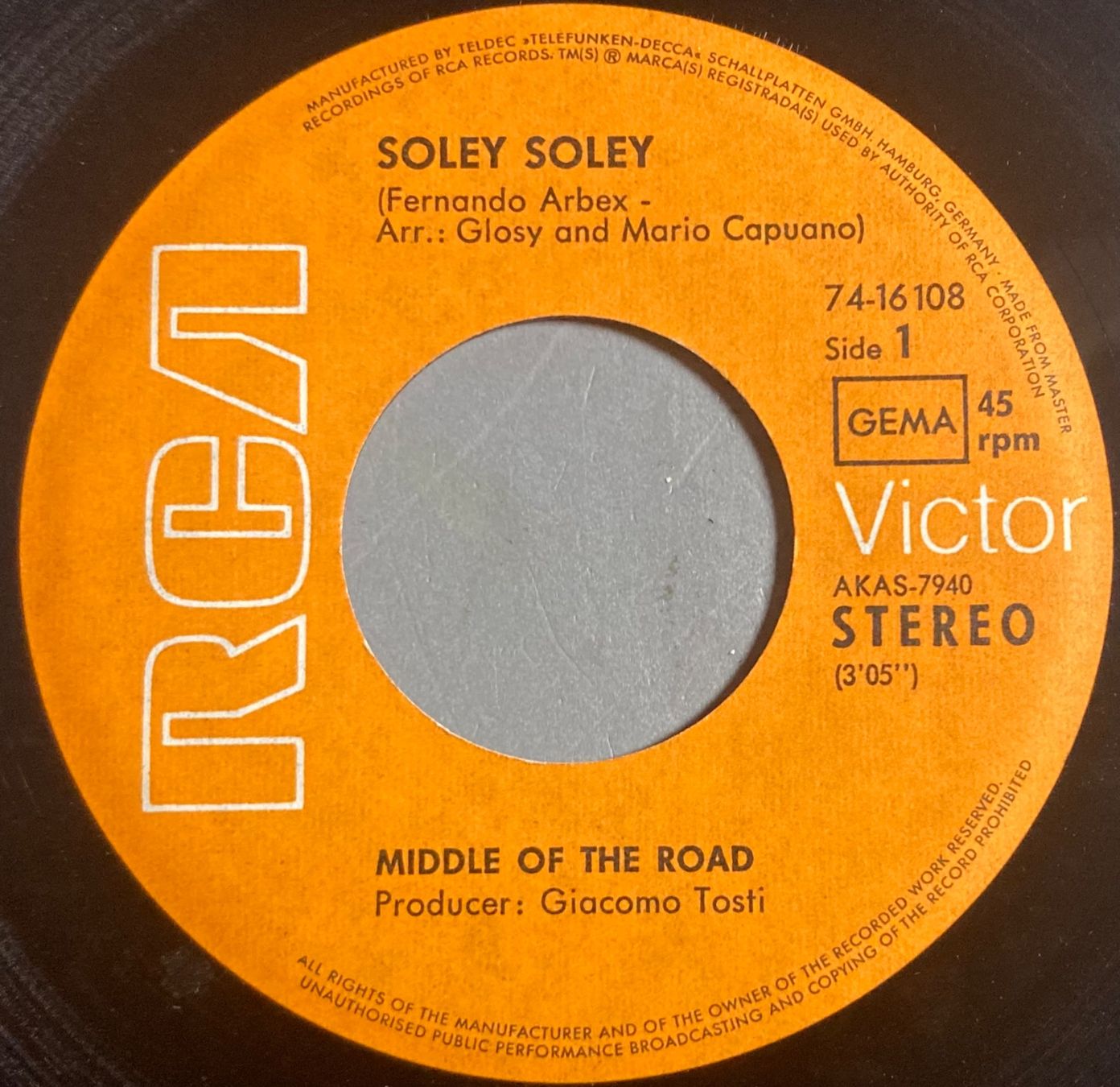 Schallplatten: MIDDLE OF THE ROAD - SOLEY SOLEY – Gebraucht aus Poliez-Pittet von Newtown-Records 2
