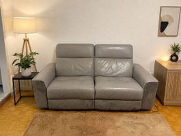 Canapé relax en cuir véritable - gris
