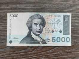 Kroatien 5'000 Dinara 1992 !!!!