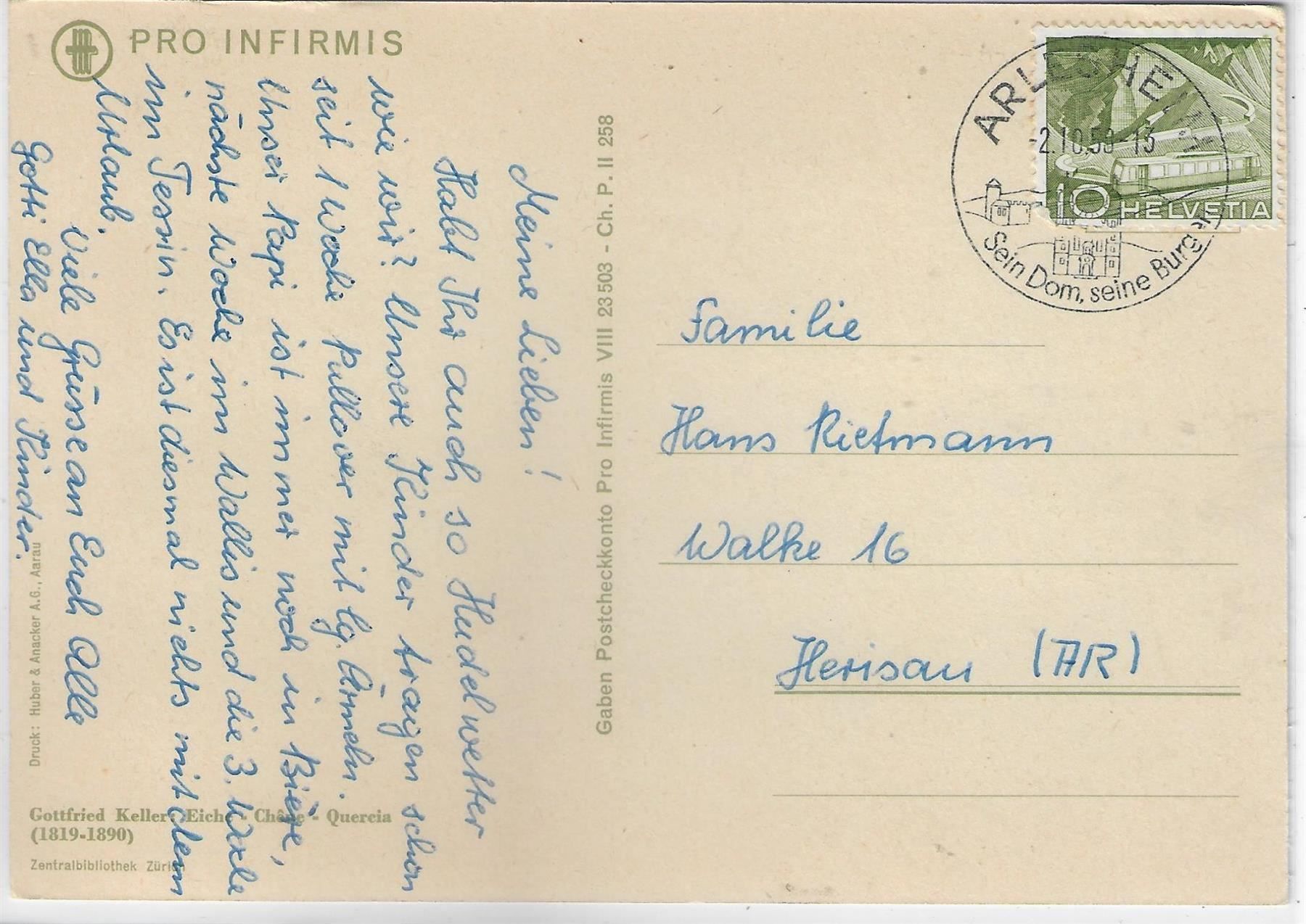 Cartoline postali: Gottfried Keller - Eiche, Chene, Quercia – Usato da Ettingen venduto da Kartenplanet 1