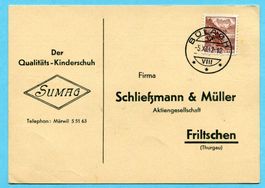 Postkarte von Bülach nach Friltschen 1942 - Abs: SUMAG
