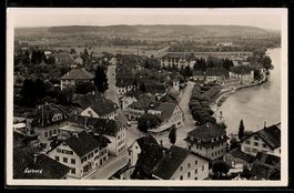 AK Aarburg, Ortspartie am Stadtgarten aus der Vogelschau
