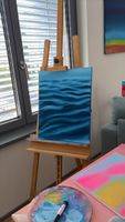 Gemaelde Oel auf Leinwand blaue Wellen Motiv neu