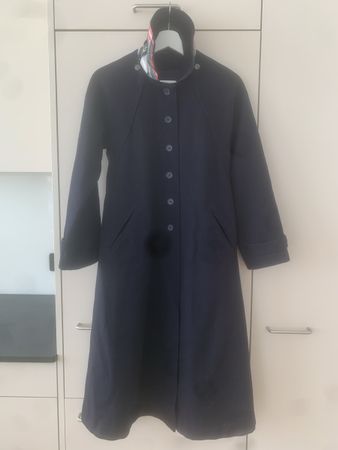 Edler Damen Vintage Modell Mantel Marineblau Gr 34 Wolle