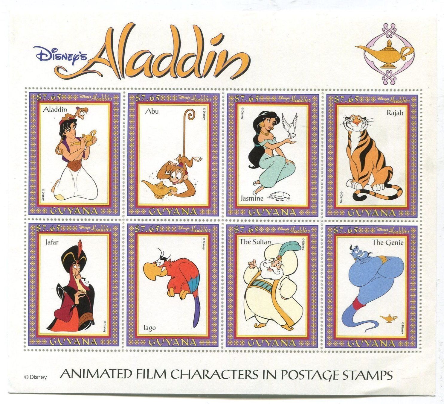 Alle Briefmarken: Block "Walt Disney. Aladdin". Guyana. – Neu und originalverpackt aus Basel von Butsch5