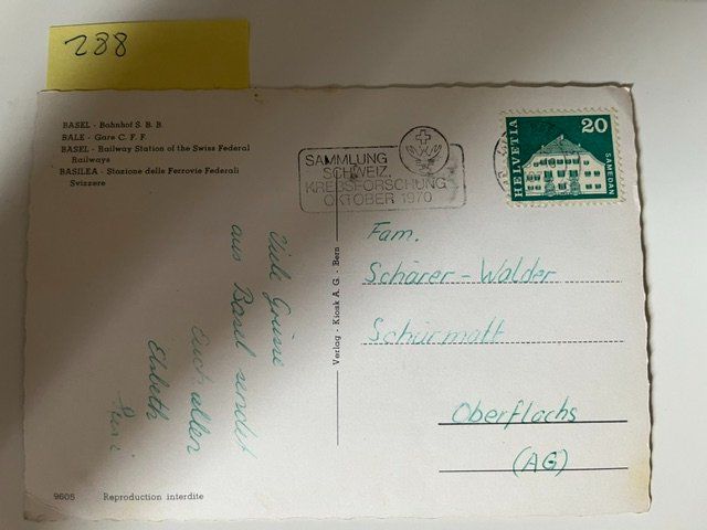 Cartoline postali: Ansichtskarte Basel Bahnhof SBB mit Garten Oktober 1979 – Usato da Niederwil AG venduto da dahu75 1