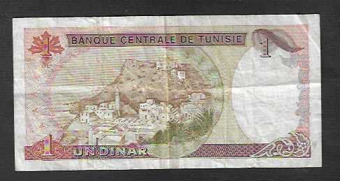 Banconote: Tunisie  1  Dinar  1980  Gebraucht – Usato da Gordola venduto da coinsandnotes 1