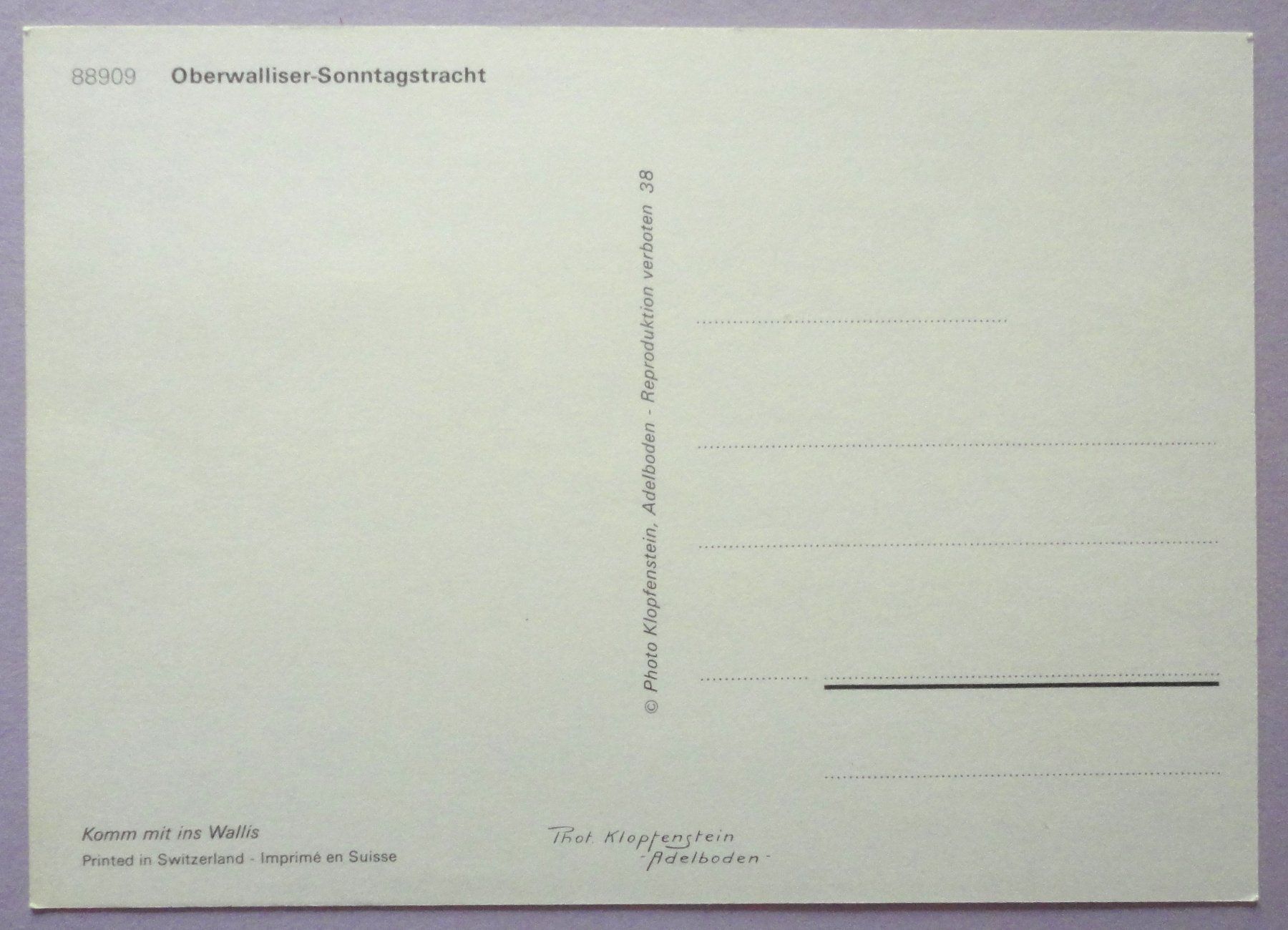 Cartoline postali: Oberwalliser-Sonntagstracht – Usato da Fétigny venduto da Billy2miny 1