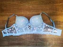 Hellblauer Blumen-BH, Gr. 75/80C, ideal für den Sommer!
