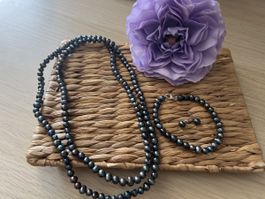 Perlenset Kette, Armband und Ohrringe