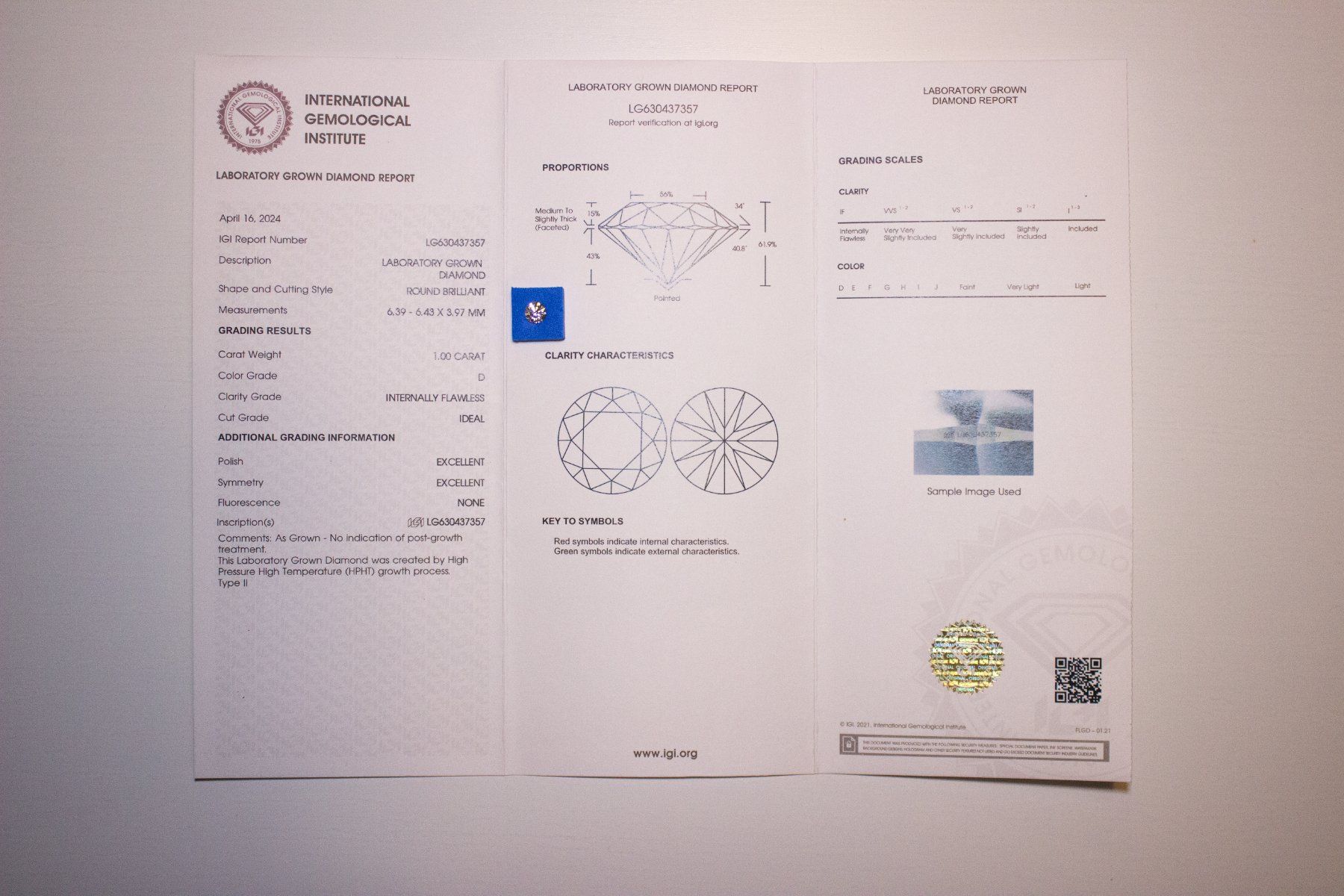 Pietre preziose: Diamant 1.00 ct D IF + Certificat IGI – Nuovo e nell'imballaggio originale da Genève venduto da Outroc.com 4