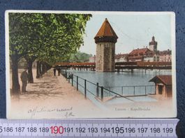 LUZERN 1904 KAPELLBRÜCKE BELEBT LU AK