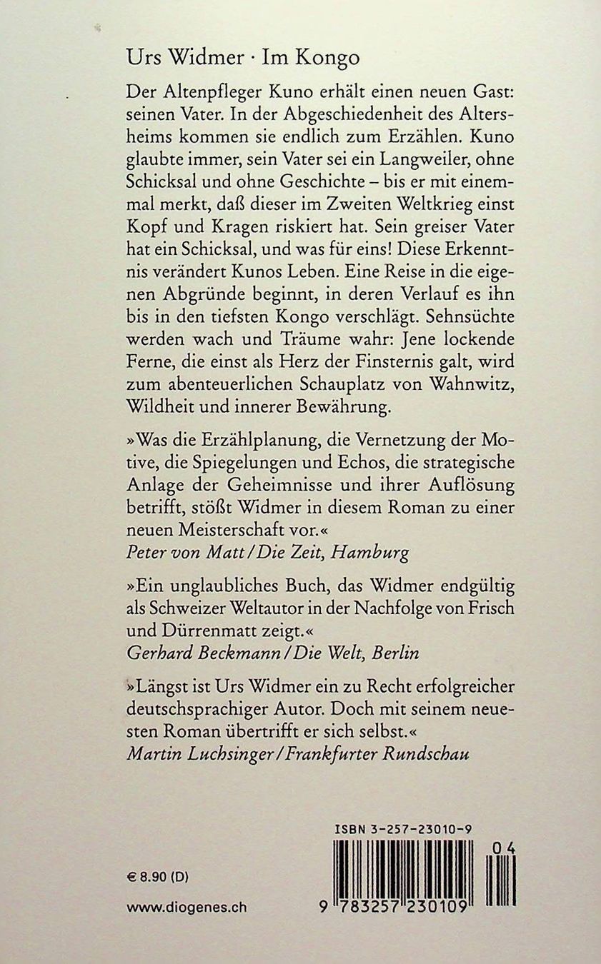 Libri: Urs Widmer Im Kongo / TB Diogenes 4. Auflage 2003 – Usato da Reitnau venduto da Zaomir 1