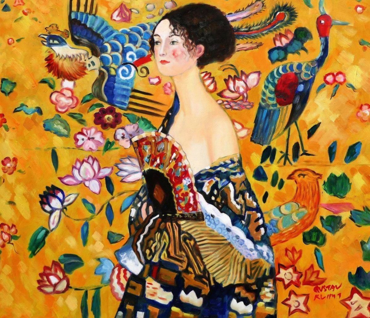 Riproduzioni & Creazioni: Gustav Klimt - Frau mit Fächer – Nuovo (secondo la descrizione) da Larnaca venduto da KunstDepot24