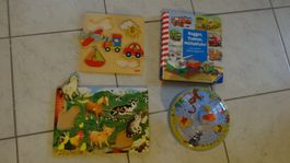 2 Steckspiele für Kinder ab 2 Jahren + Kreisel + Kinderbuch