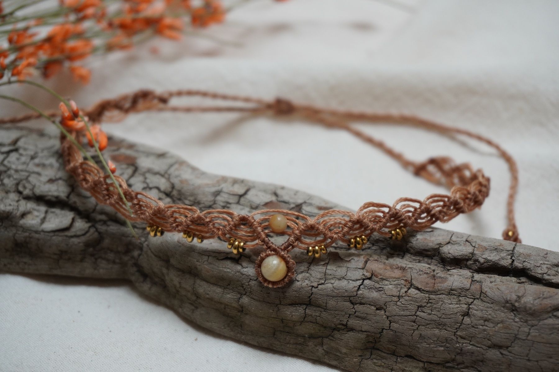 Catenine: kink - Makramee Choker-Halskette - Personalisierbar – Nuovo (secondo la descrizione) da Heerbrugg venduto da R.St27