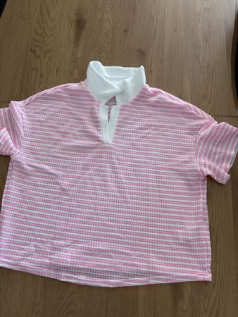 Damen Polo Shirt pink weiss gestreift Gr.S NEU