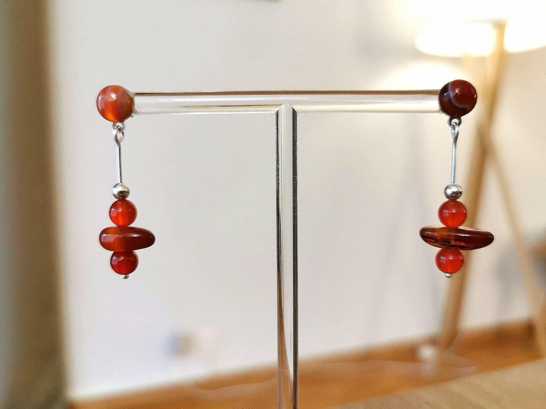 Orecchini pendenti & Orecchini a lobo: Clous d'oreilles Ag925 Cornaline – Nuovo e nell'imballaggio originale da Veyrier venduto da Leilazizou 1