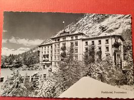 Alte Ansichtskarte Pontresina Parkhotel mit Wintermotiv 1966