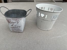 2 Blumentöpfe Shabby Chic
