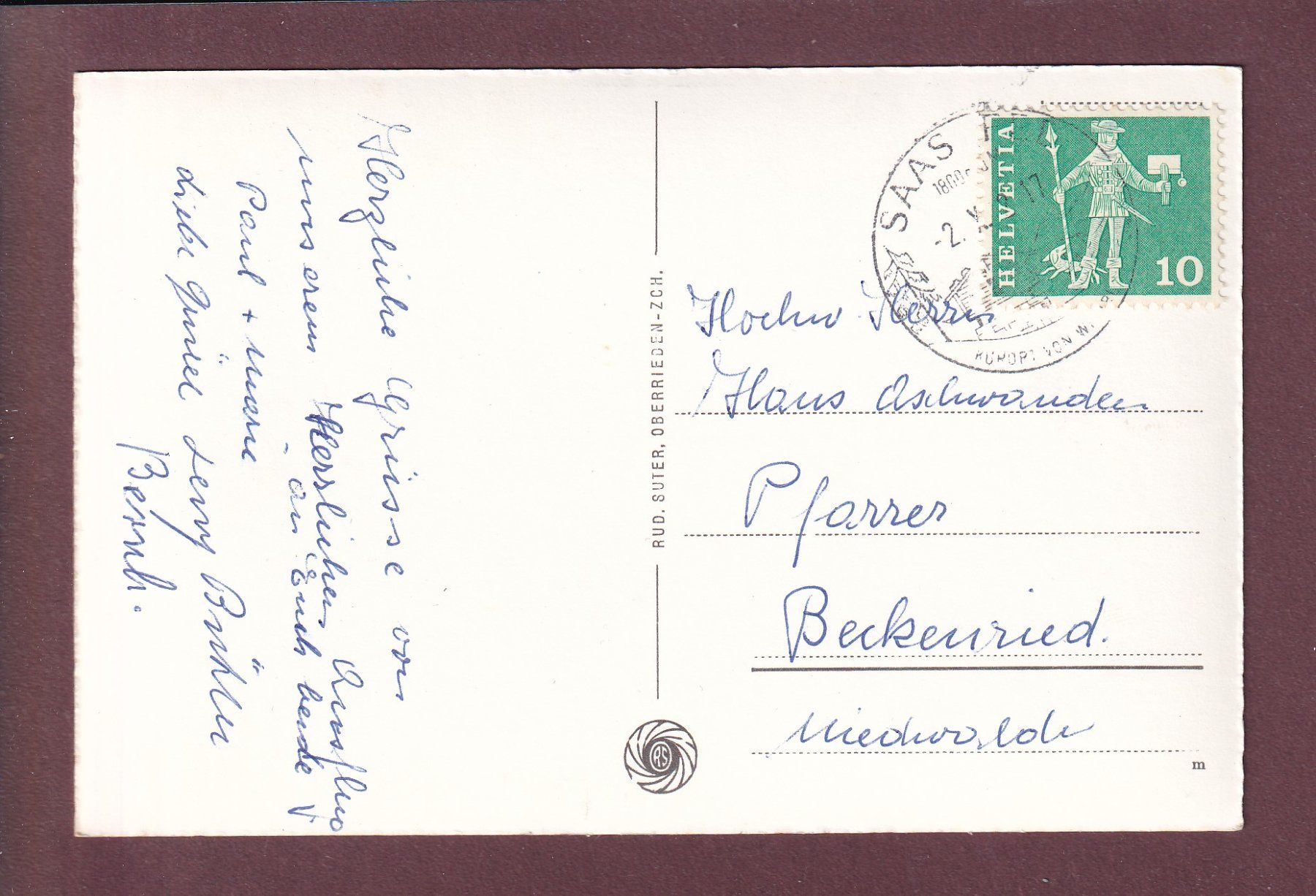 Ansichtskarten: SAAS-FEE - Alphubel - Leute - 1962 – Gebraucht aus Pully von nicecards 1