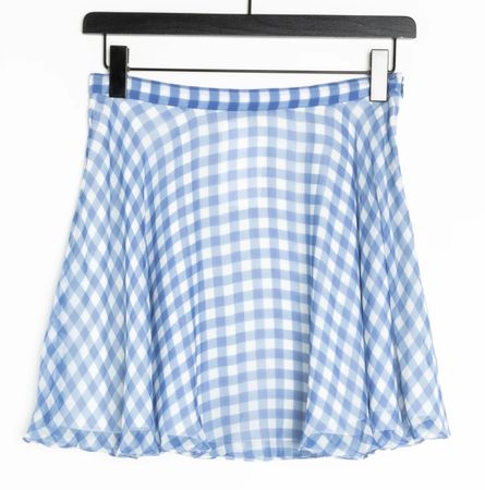 Ralph Lauren Skirt, 100% silk, blue Gingham, Size M