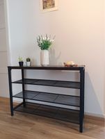 Shoe Rack Metal Black Wood 3 Shelves New Condition