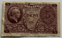 Italien 5 Lire 1944