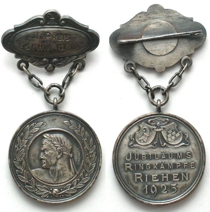 Medaglie: RIEHEN 1925 JUBILÄUMS RINGKÄMPFE Medaille – Usato da Riehen venduto da sesambestcoins2004