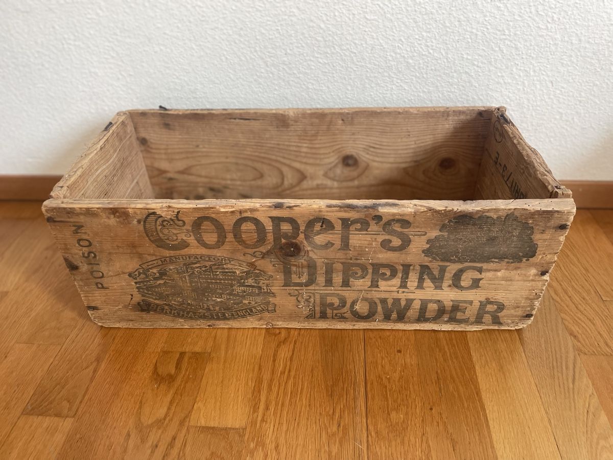 Transportkisten: Kiste Cooper’s Dipping Powder aus 1900 – Gebraucht aus Zürich von cpeckre