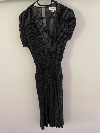 Schwarzer Jumpsuit mit weissen Punkten von Louche in Gr. XS
