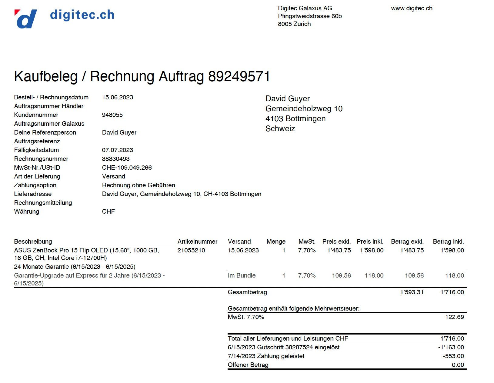 Asus Notebooks: Asus Zenbook Pro 15 Flip OLED – Gebraucht aus Bottmingen von PeterGuyer 6