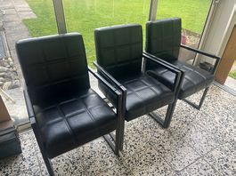 6 schwarze Kunstleder Esszimmerstühle von Möbel Hubacher
