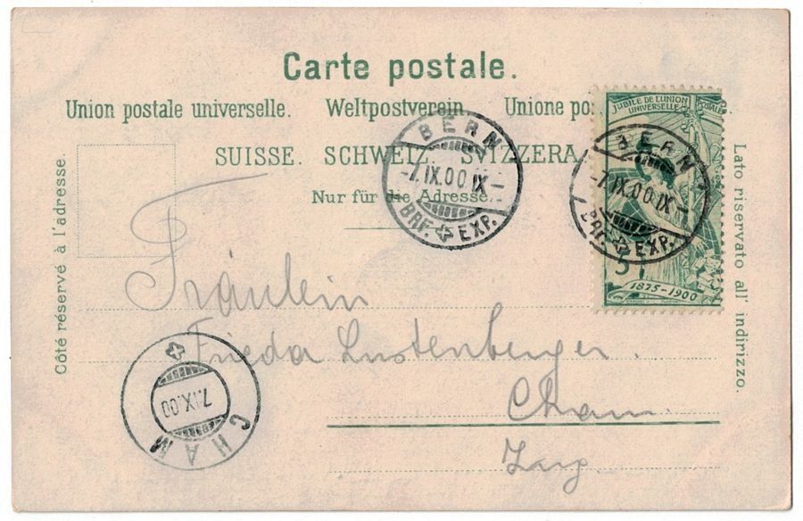 Ansichtskarten: Gruss aus Bern, gelaufen 1900 – Gebraucht aus Frauenfeld von POML 1