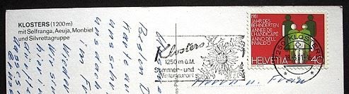 Cartoline postali: KLOSTERS mit Selfranga, Aeuja, Monbiel – Usato da Jona venduto da philajona 1