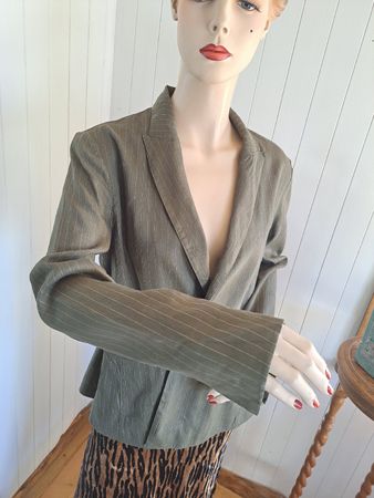 MARC CAIN sporty Leinenblazer Nadelstreifen Blazer M 38 40