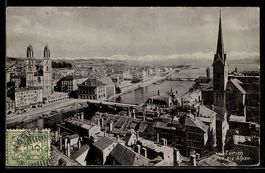 AK Zürich, Blick gegen die Alpen