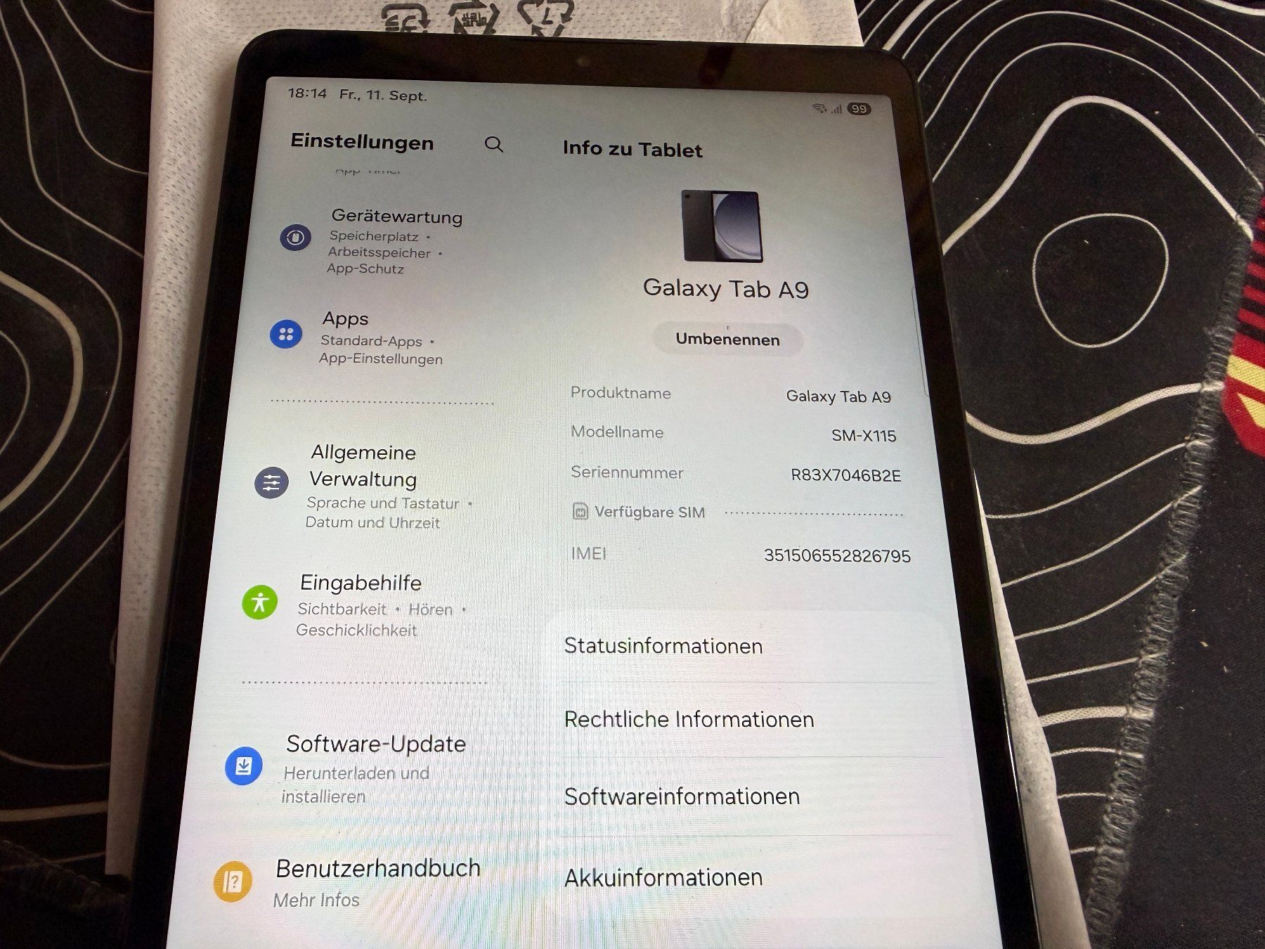Samsung Tablet PC: Samsung TAB A9 LTE 128GB 8,7" Tablet – Gebraucht aus Au SG von bah_6f5w 3