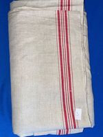 Antikes Rolltuch Leinen Mangeltuch Stoff rot 284 x 89cm 3