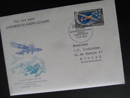 50 Tg Aerophilatelie Luzern 1609 auf Brief Alpenüberflug