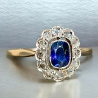 Antiker Saphir Diamant Ring Bicolor 14ct 585 Gold✨
