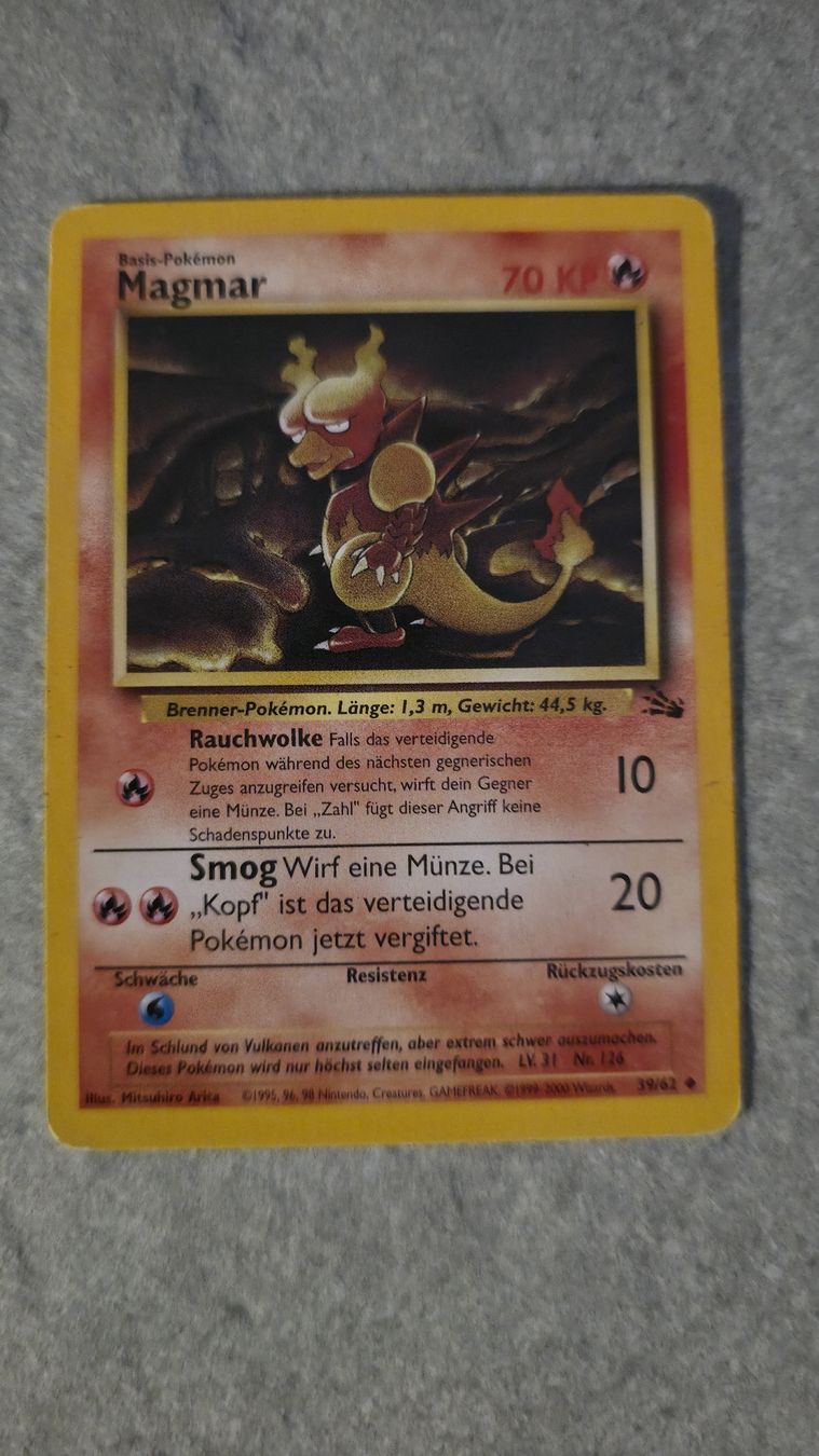 Pokémon Carte collezionabili: Pokemon Magmar Fossil Edition – Usato da Rorschach venduto da Craint