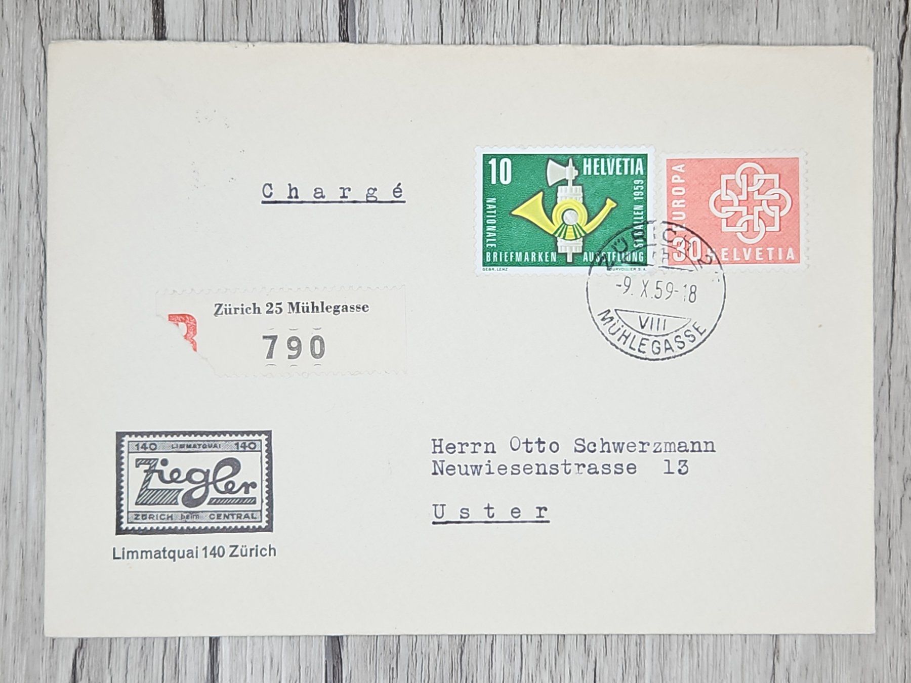Tutti i francobolli: CL13 Enveloppe + Timbre Suisse 1963 – Usato da Cousset venduto da Patrick_Collections
