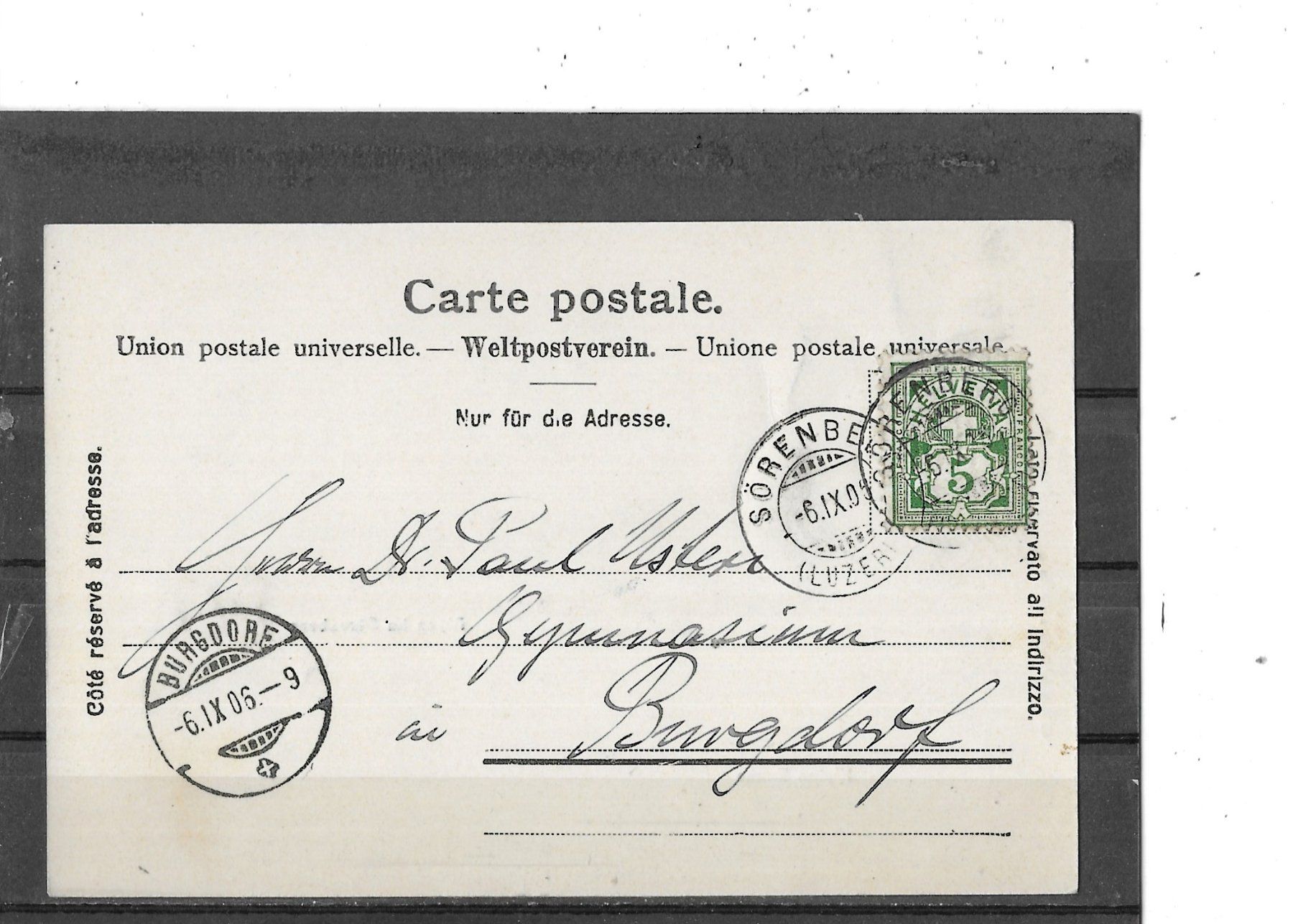 Cartoline postali: LU Sörenberg 1906 – Usato da Schocherswil venduto da Wilare 1